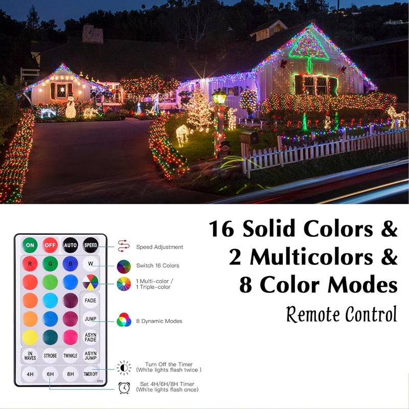 Vigdur 66FT Solar Rope Lights Outdoor - 200 LEDs 18 Color Changing Fairy Lights Outdoor Waterproof with Remote & Timer & 8 Lighting Modes, Solar String Lights for Xmas Garden Fence Tree Party - Image 3
